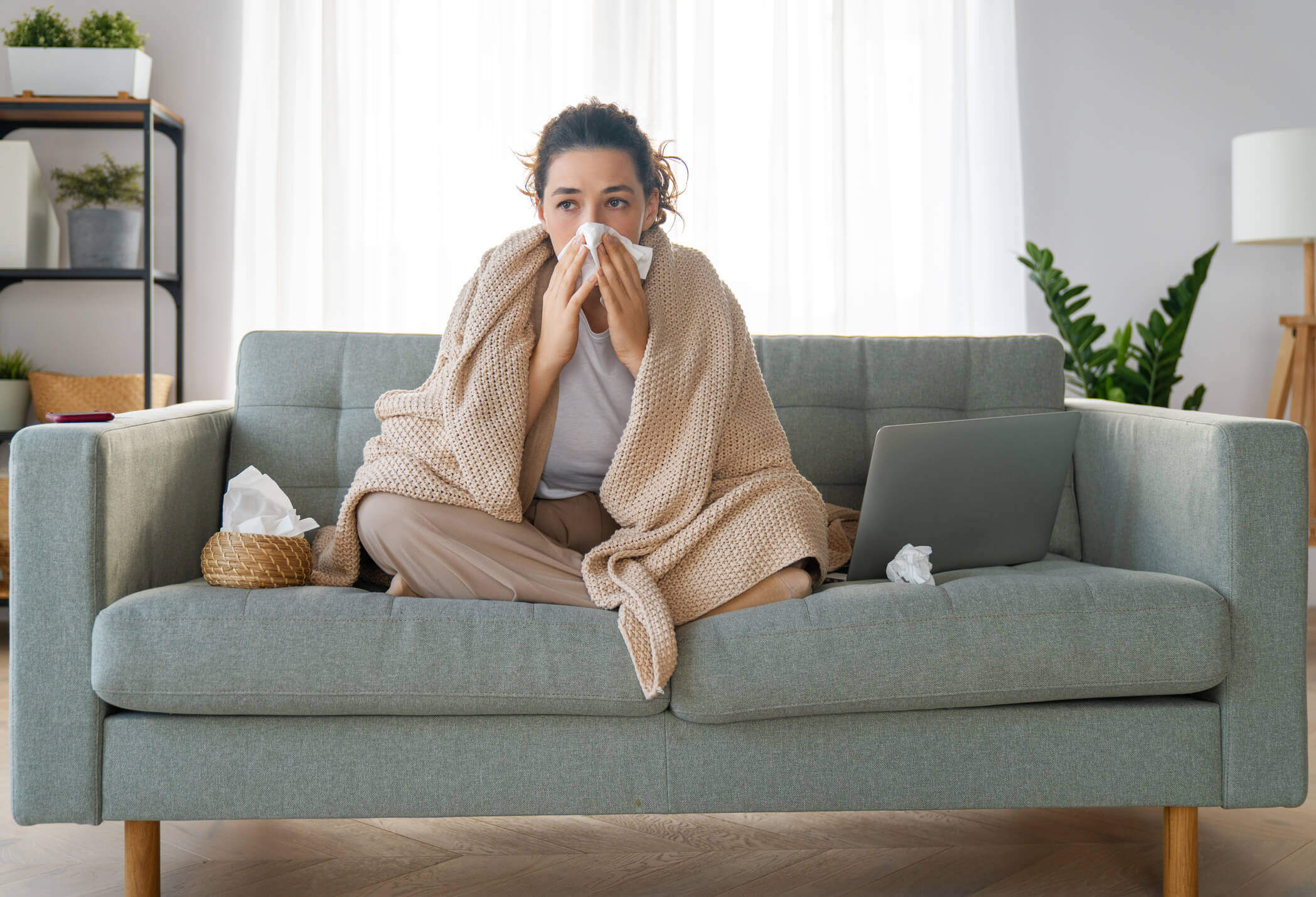 A Woman suffering with cold