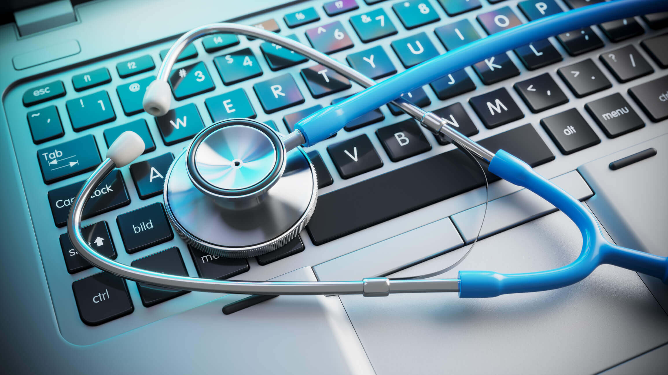 stethoscope on laptop